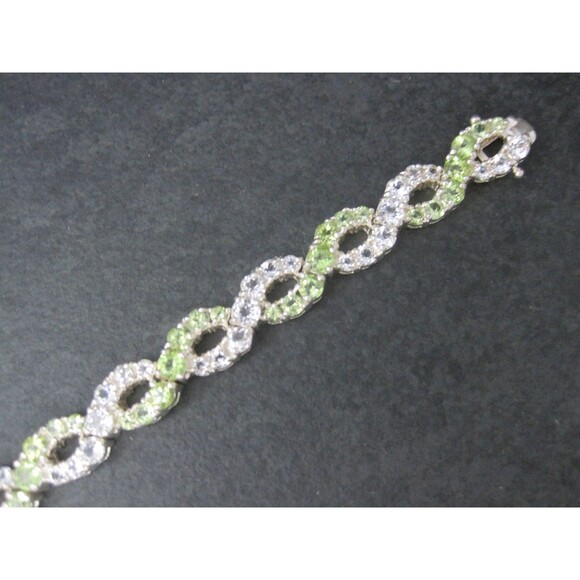 Vintage Sterling Peridot White Topaz Bracelet 7.25 Inches - Picture 4 of 9